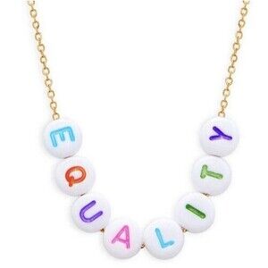 Eye Candy LA Luxe Rainbow Necklace Spell Out Equality Bead 18k Gold Titanium NWT